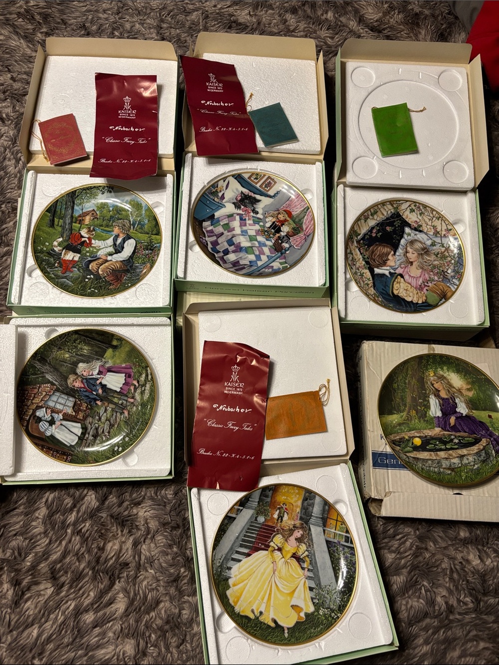 VTG Kaiser Porcelain Gerda Neubacher Fairy Tales Plate Set of 6 W Germany